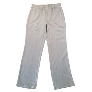 Chico's Linen Blend Wide Leg Pull On Pants Beige M Womens Elastic Waist Casual